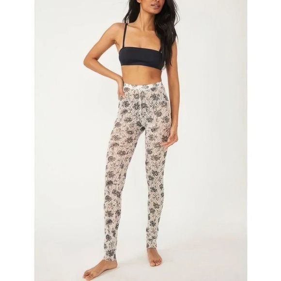 Free People Women Layered In Lace Floral Legging Ivory Combo - Picture 9 of 12